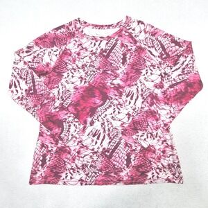 Reel Legends Performance Top Womens Large Pink Snakeskin Reel-Tec Rash Guard